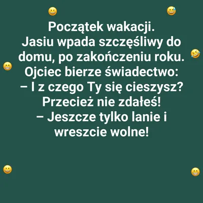 Ojciec czyta świadectwo, Jasiu się cieszy
